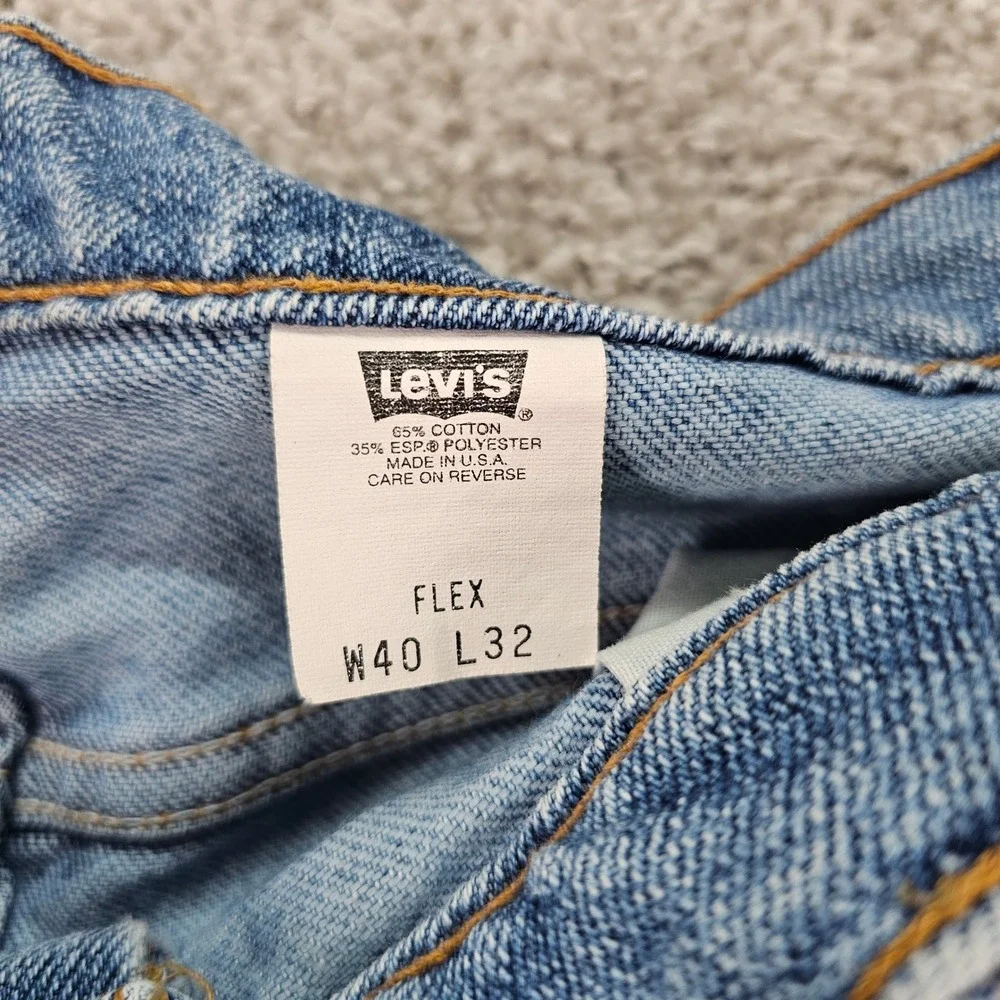 Vintage 1998 Levis Flex Jeans Mens W40 L32 Medium Wash Straight Leg Cotton Blend